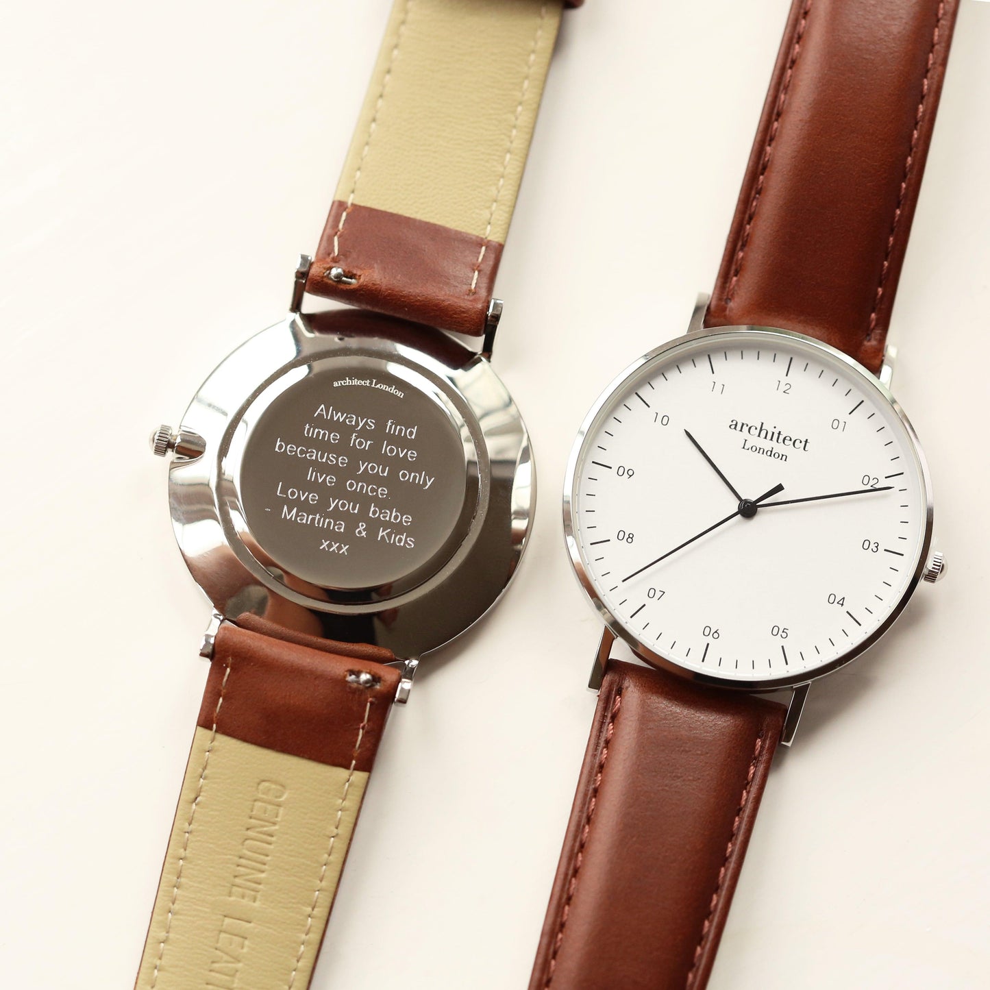 Modern Font Engraving - Men's Architect Zephyr + Walnut Strap - MJM OPERATION