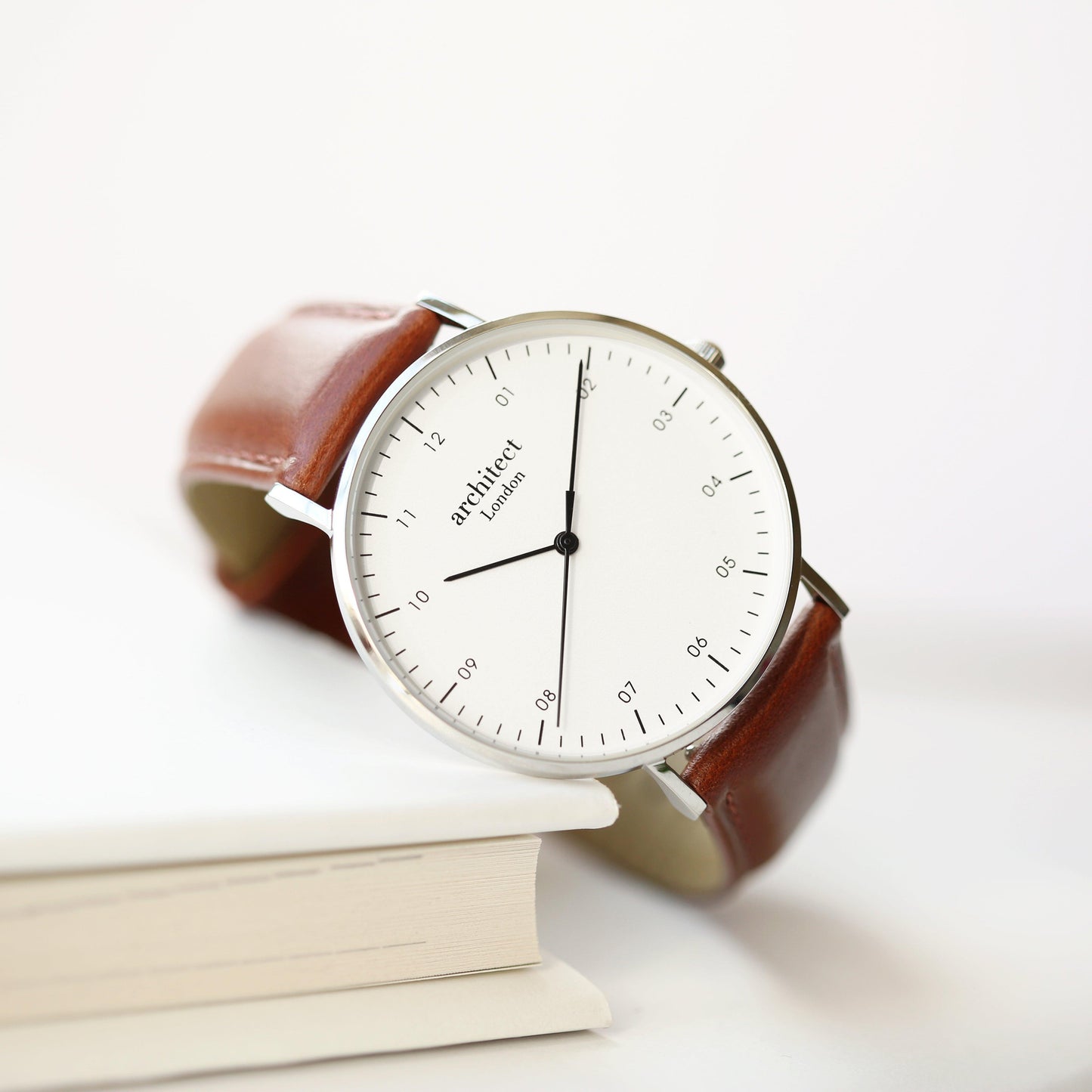 Modern Font Engraving - Men's Architect Zephyr + Walnut Strap - MJM OPERATION