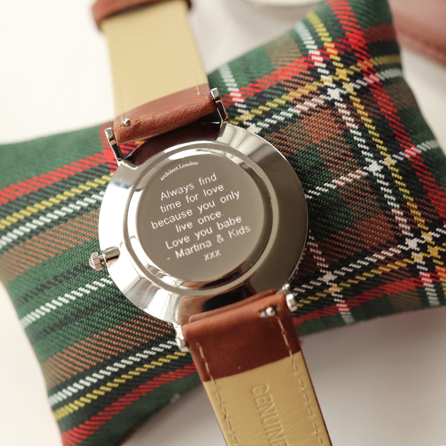 Modern Font Engraving - Men's Architect Zephyr + Walnut Strap - MJM OPERATION