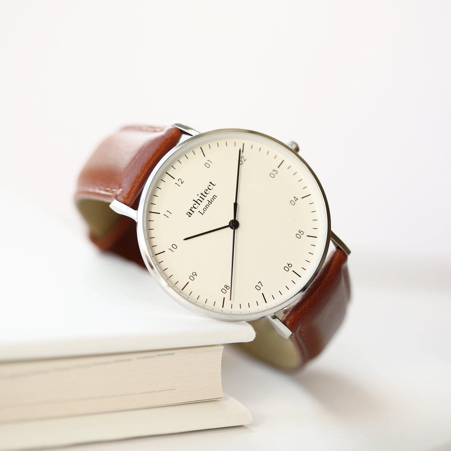 Modern Font Engraving - Men's Architect Zephyr + Walnut Strap - MJM OPERATION