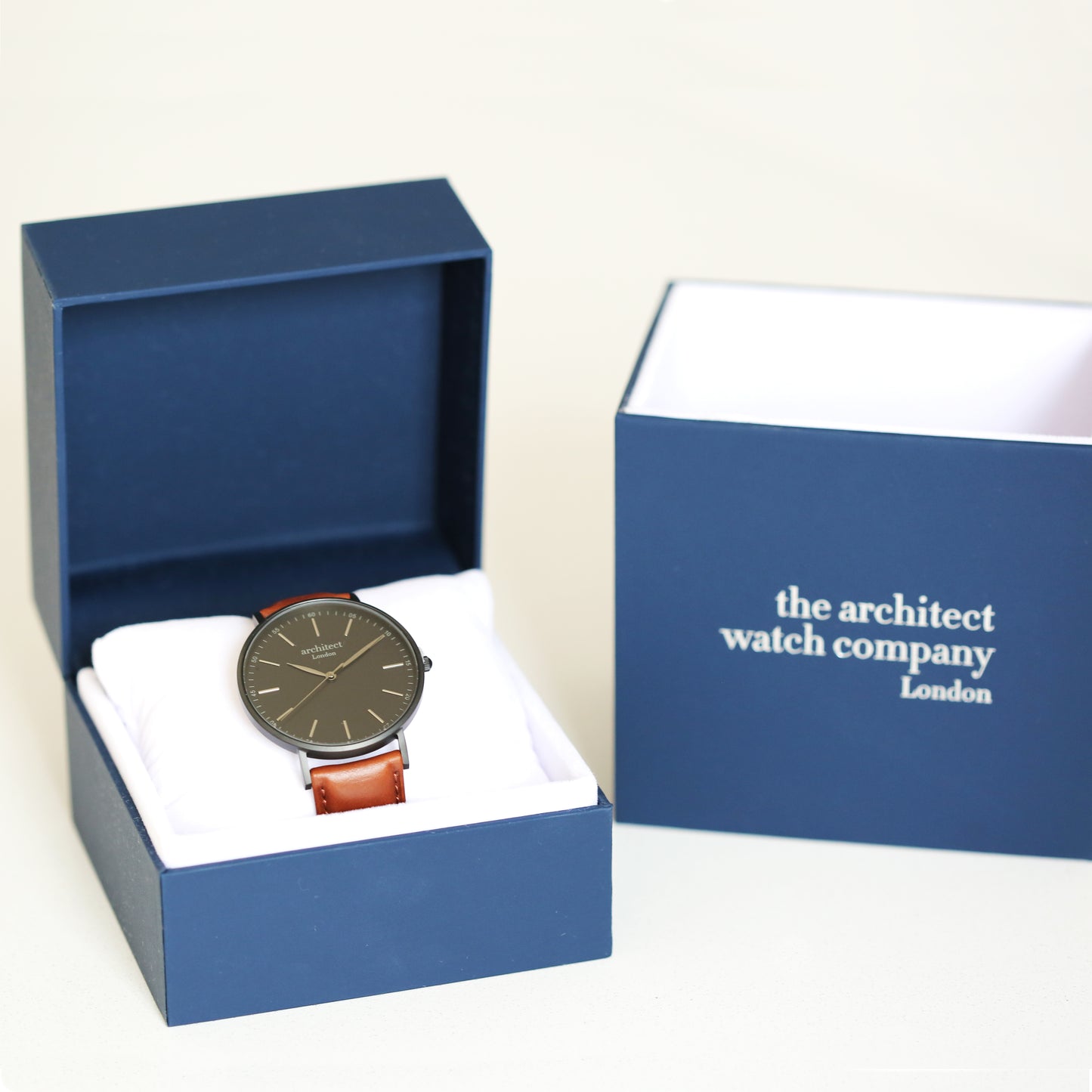 Contactless Payment Watch - Men's Architect Minimalist + Walnut Strap + Own Handwriting Engraving
