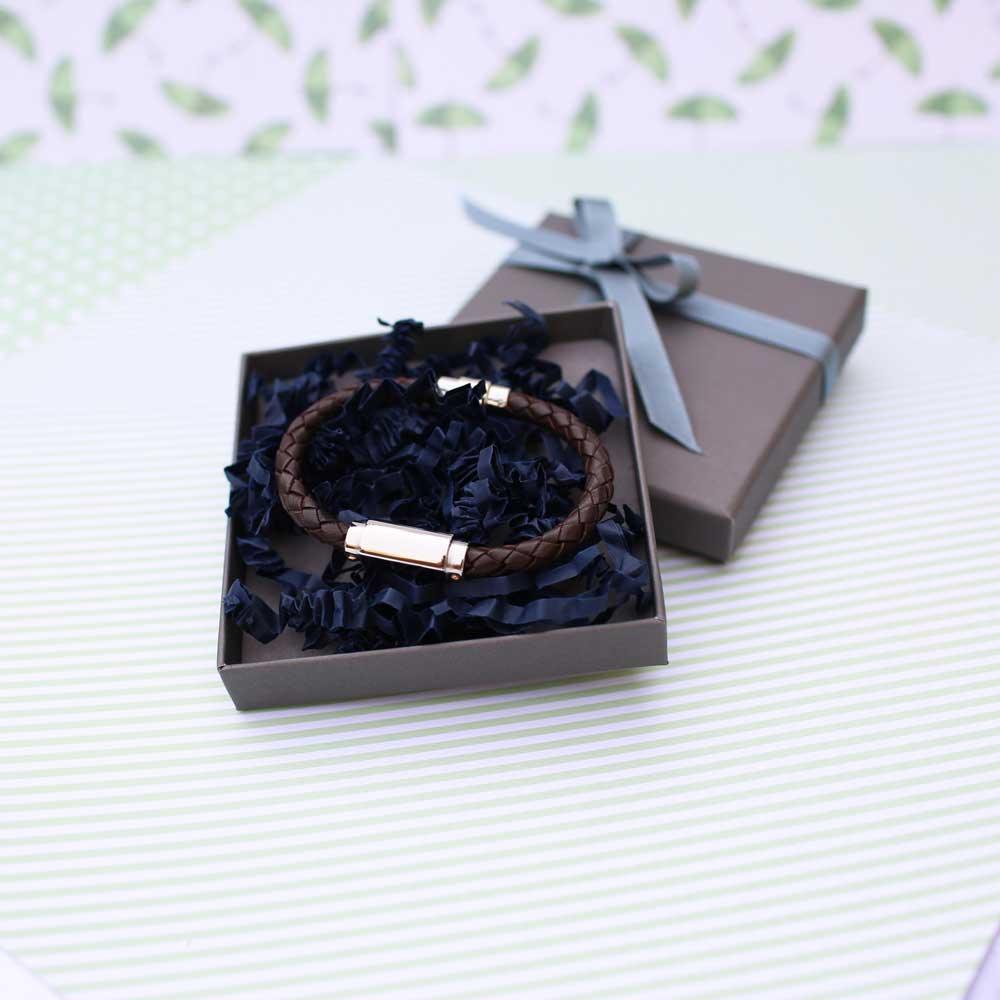 Handwriting Engraved Twisted Leather Bracelet - MJM OPERATION