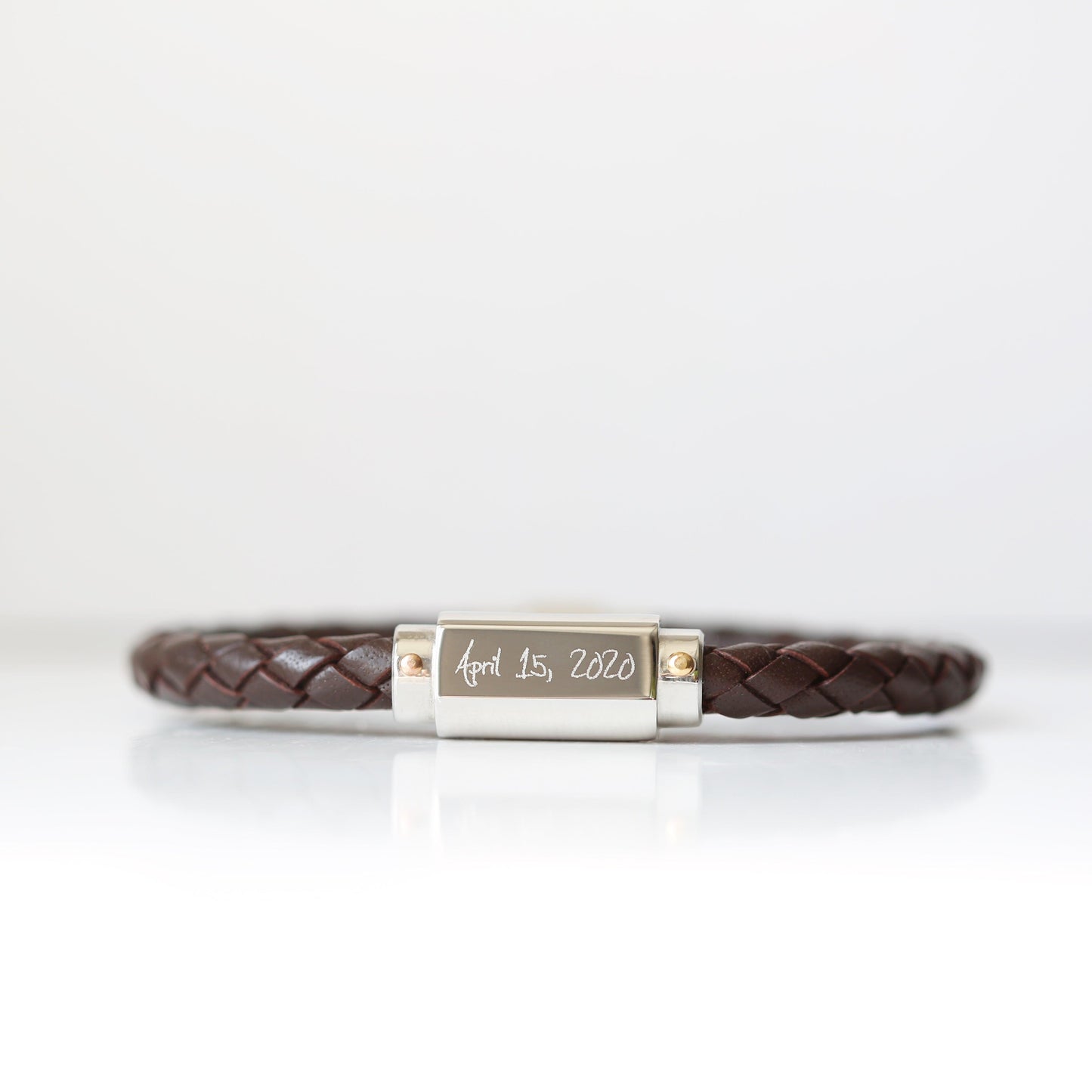 Handwriting Engraved Twisted Leather Bracelet - MJM OPERATION