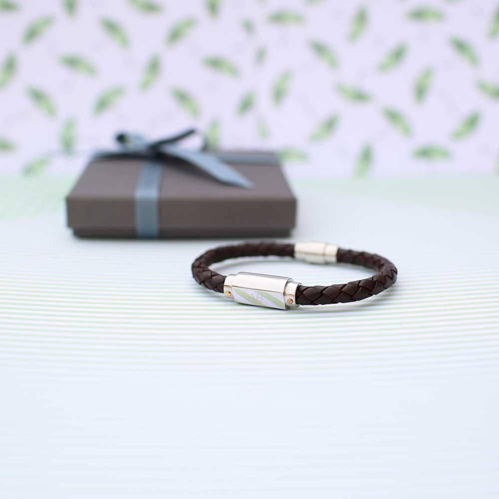 Handwriting Engraved Twisted Leather Bracelet - MJM OPERATION