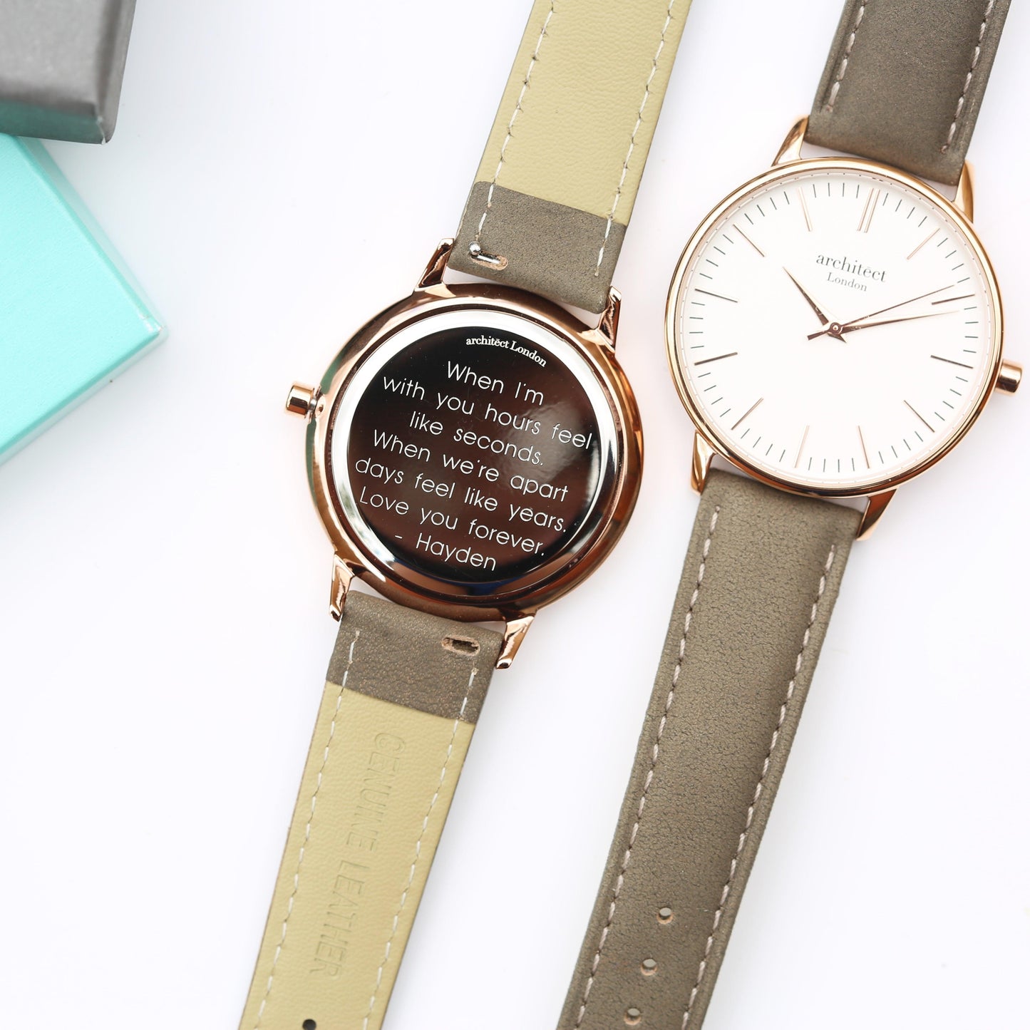 Ladies Architēct Blanc - Modern Font Engraving + Light Grey Strap - MJM OPERATION
