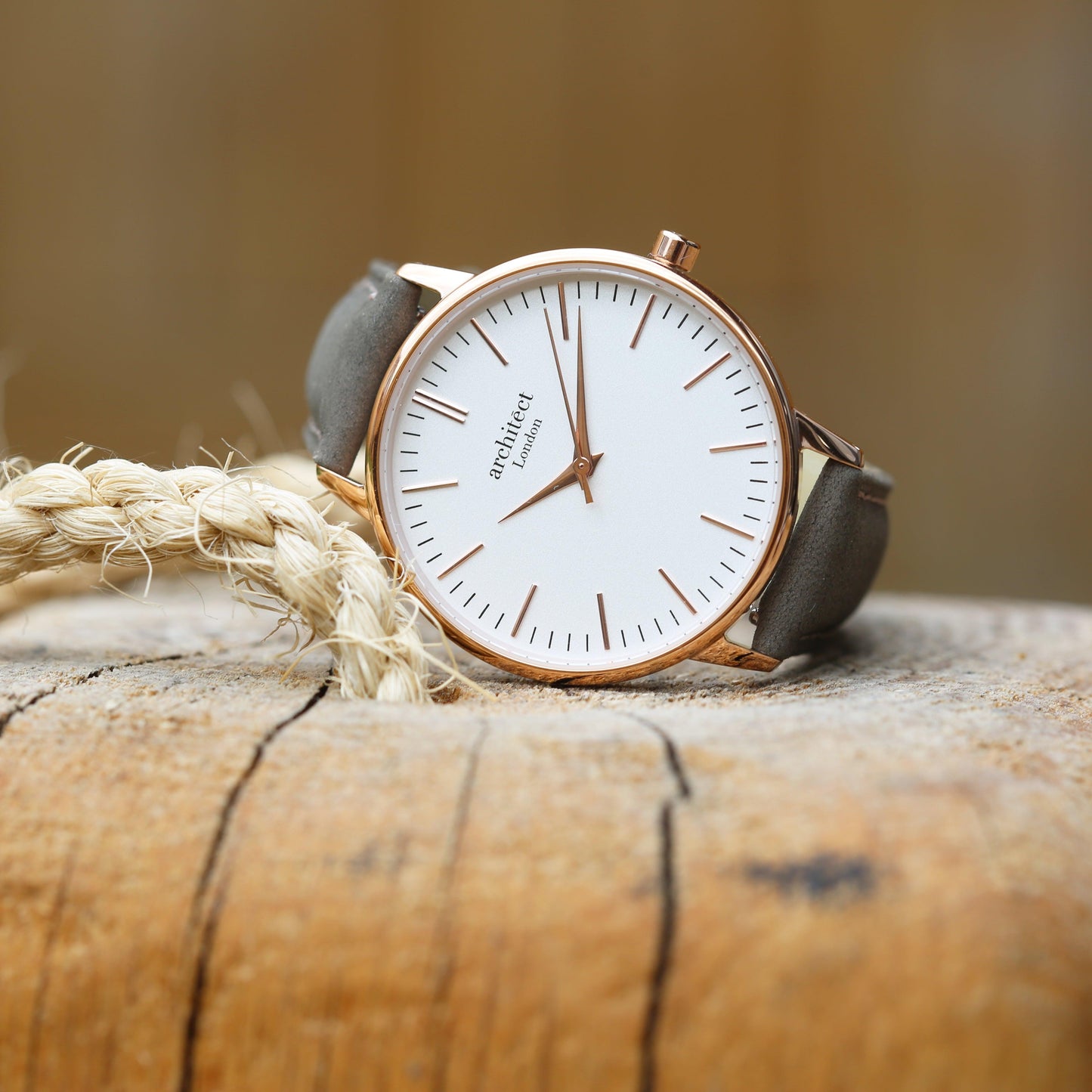 Ladies Architēct Blanc - Modern Font Engraving + Light Grey Strap - MJM OPERATION