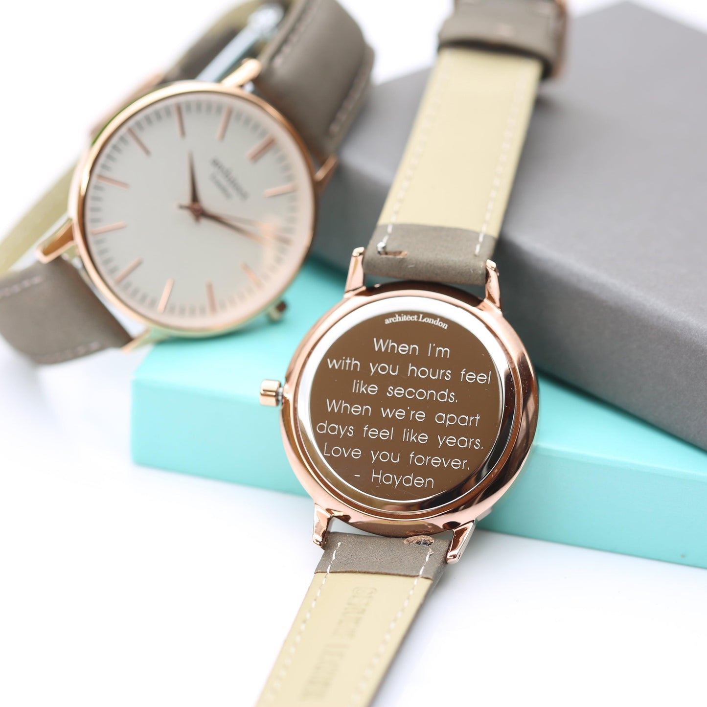 Ladies Architēct Blanc - Modern Font Engraving + Light Grey Strap - MJM OPERATION