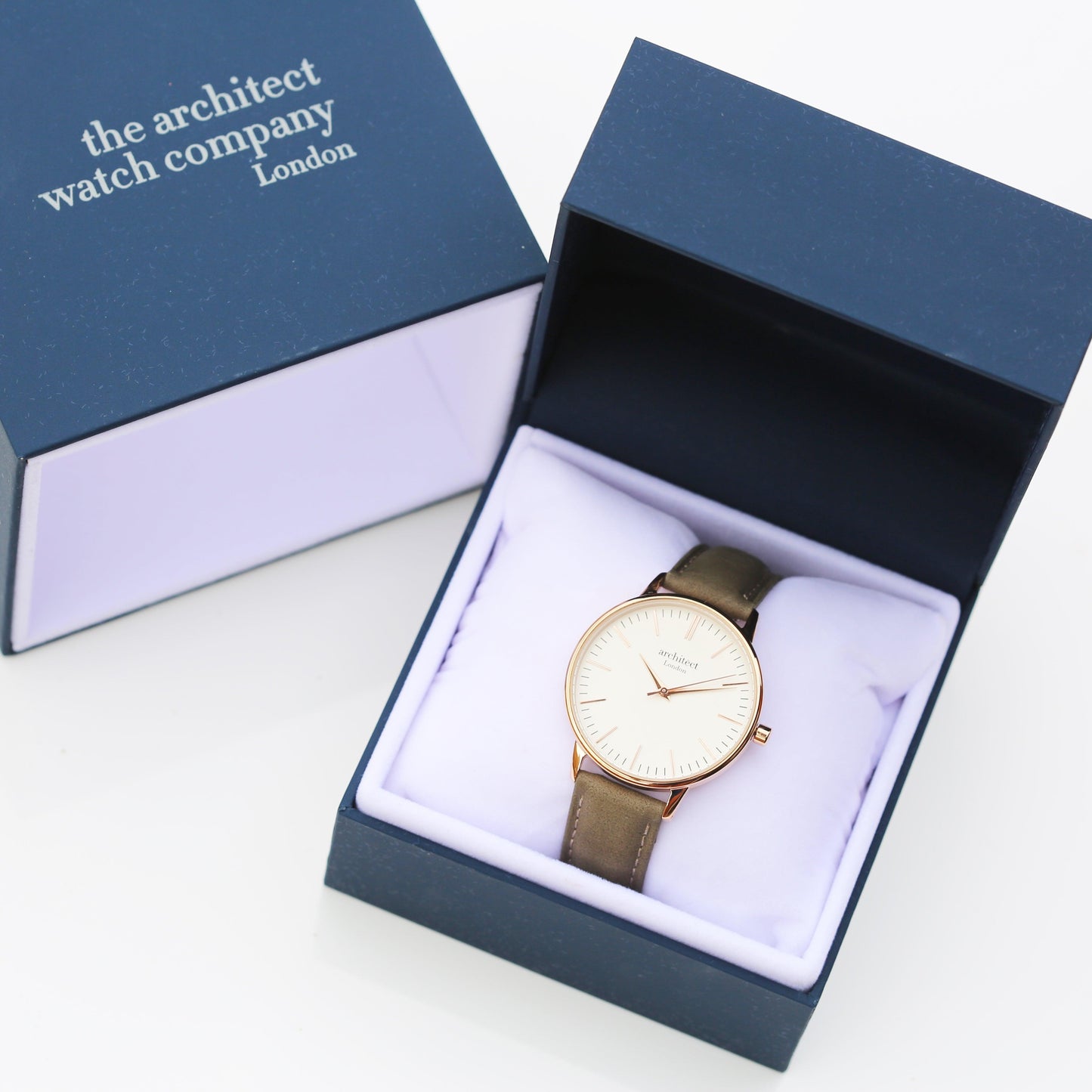 Ladies Architēct Blanc - Modern Font Engraving + Light Grey Strap - MJM OPERATION