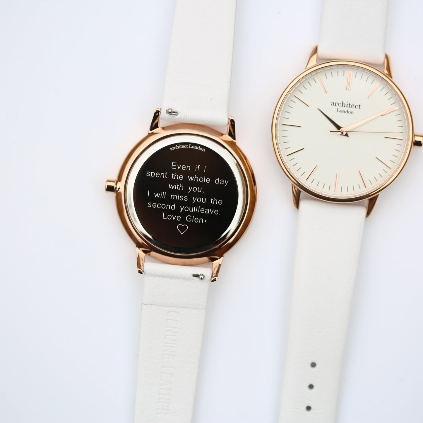 Ladies Architēct Blanc - Modern Font Engraving + White Strap - MJM OPERATION