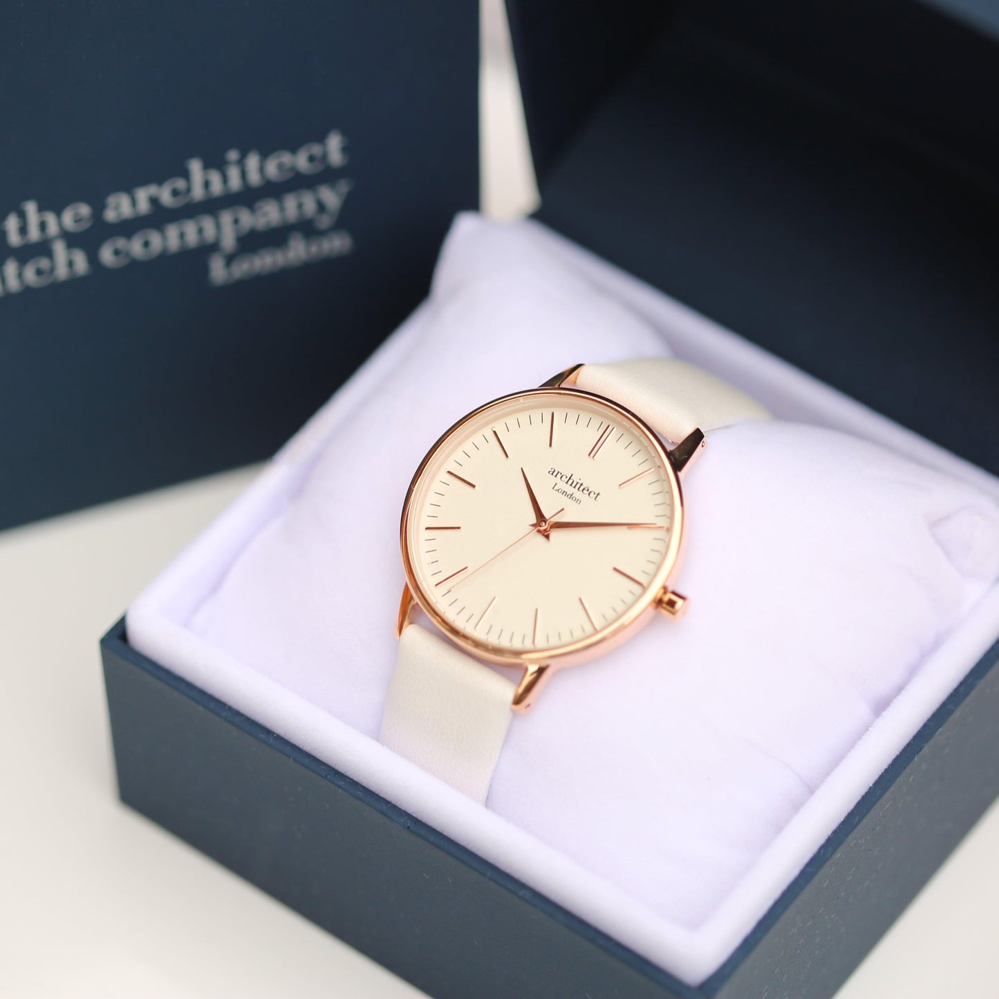 Ladies Architēct Blanc - Modern Font Engraving + White Strap - MJM OPERATION