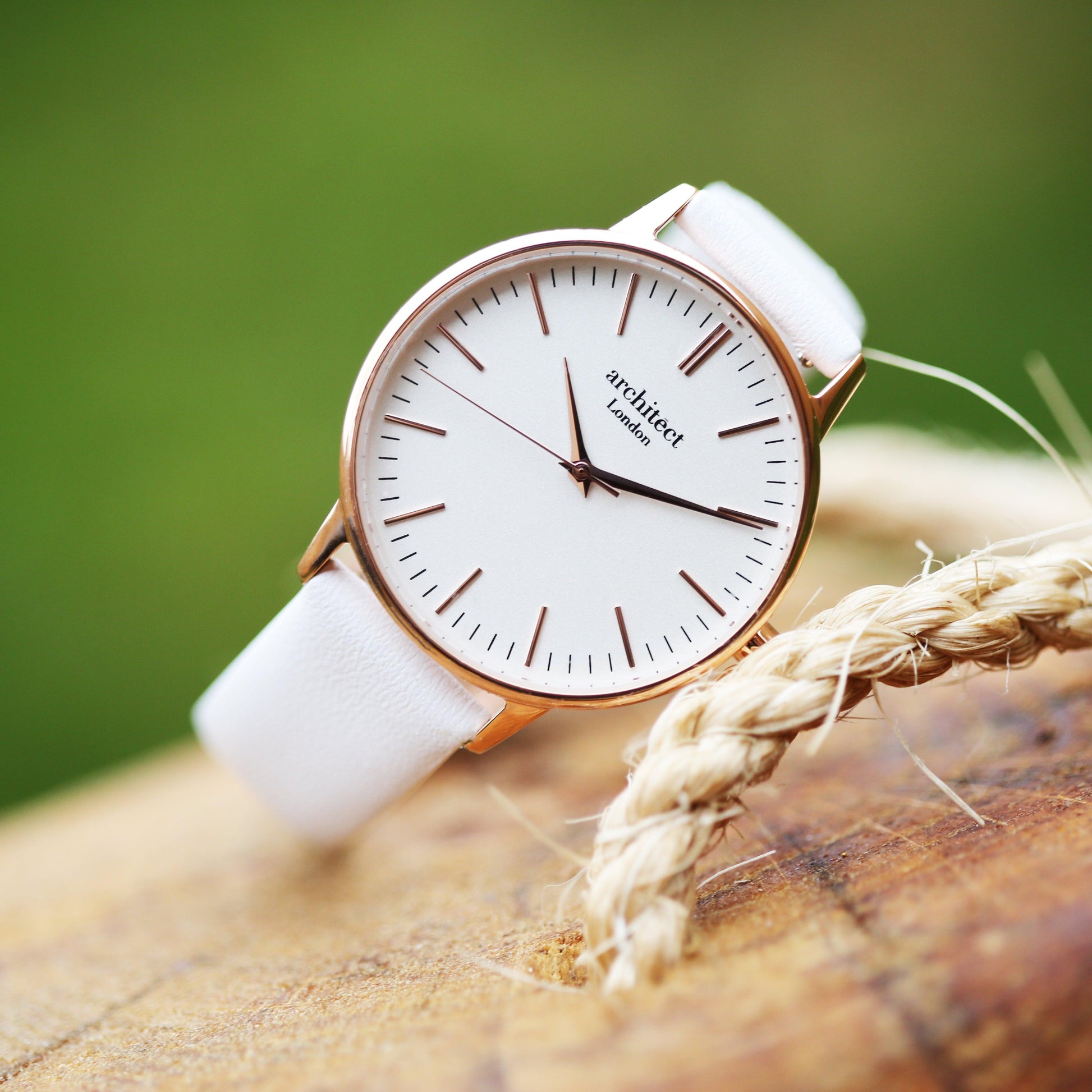 Ladies Architēct Blanc - Modern Font Engraving + White Strap - MJM OPERATION