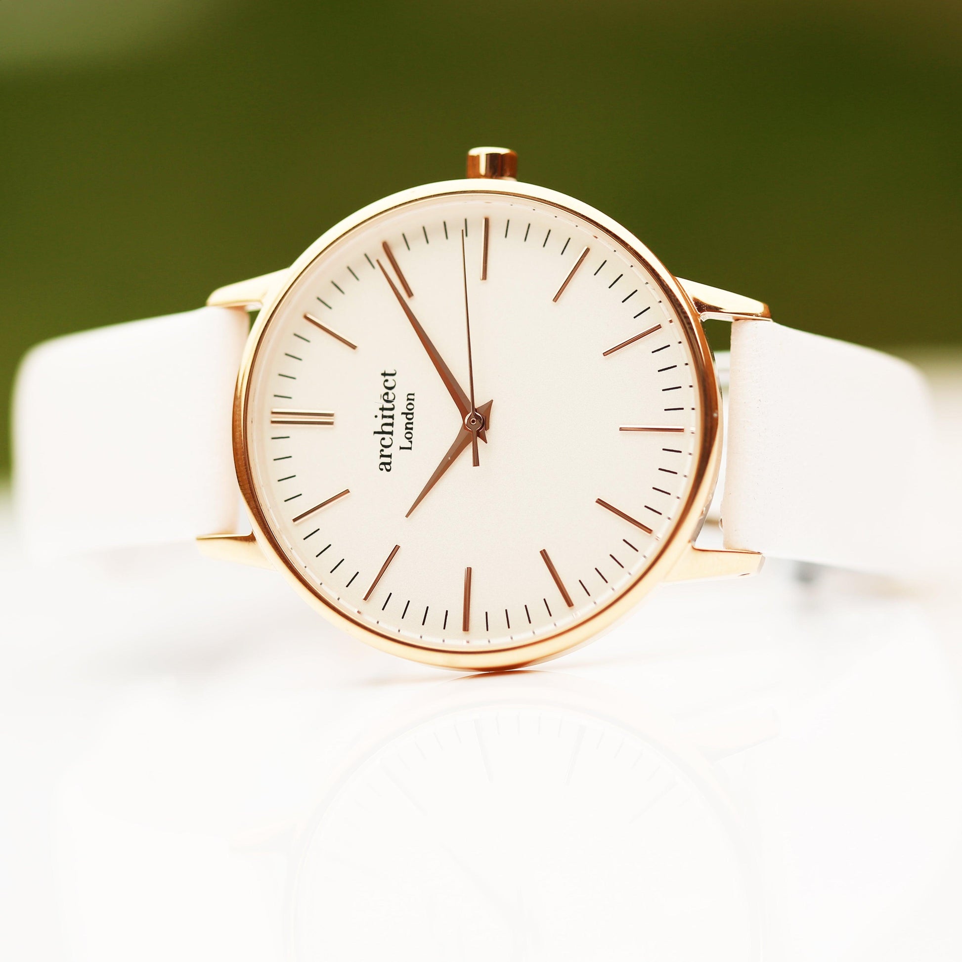 Ladies Architēct Blanc - Modern Font Engraving + White Strap - MJM OPERATION