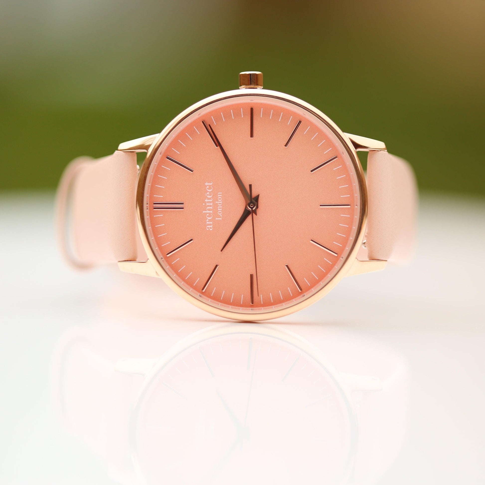 Ladies Architēct Coral - Modern Font Engraving + Light Pink Strap - MJM OPERATION