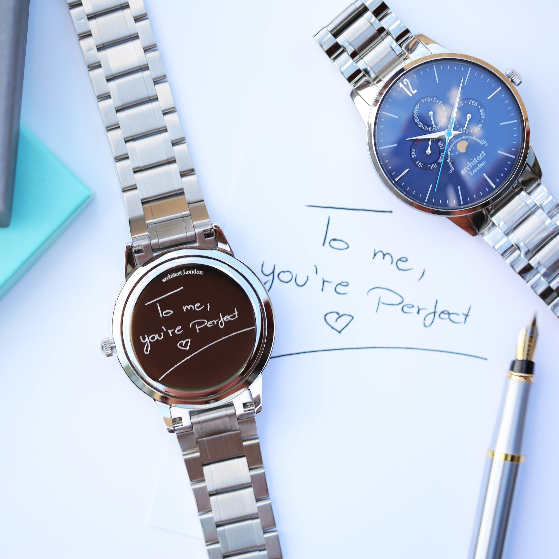 Men's Architect Apollo Blue - Handwriting Engraving - MJM OPERATION