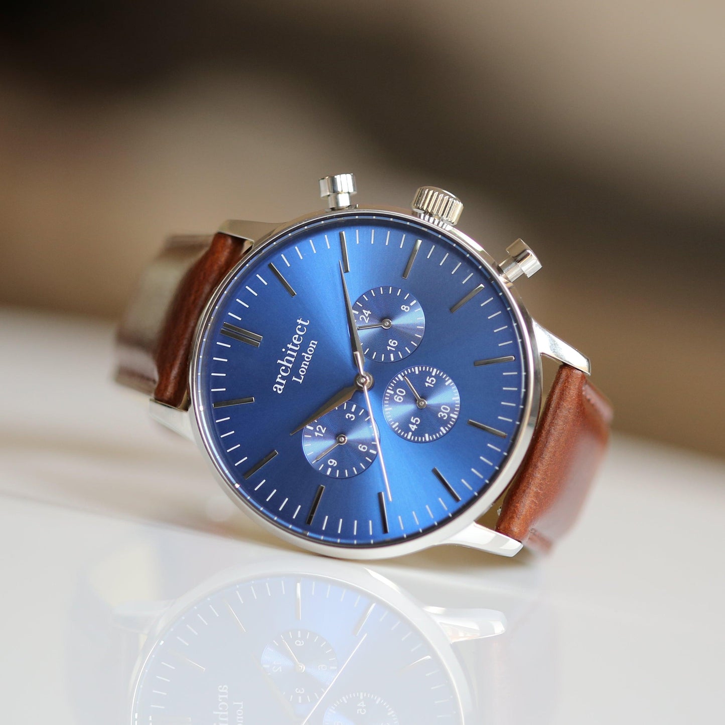 Modern Font Engraving - Men's Architect Motivator With Walnut Strap - MJM OPERATION