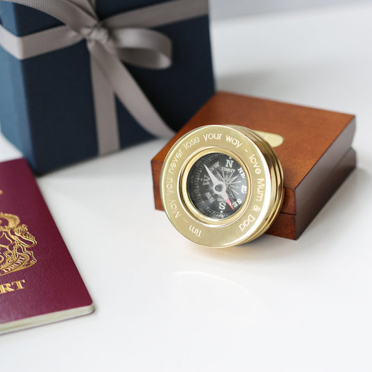 Own Handwriting Compass Personalised with Timber Box - MJM OPERATION