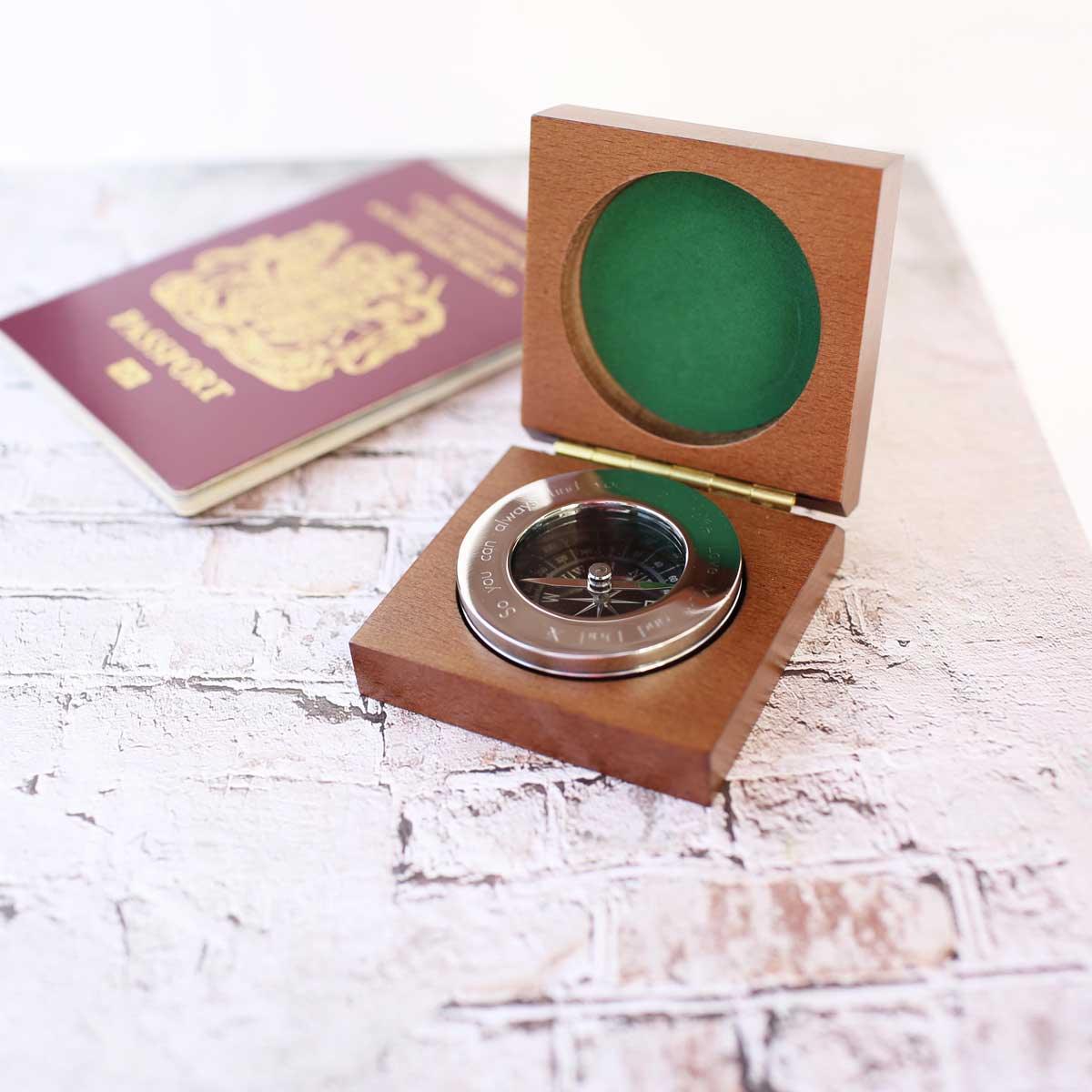 Own Handwriting Compass Personalised with Timber Box - MJM OPERATION