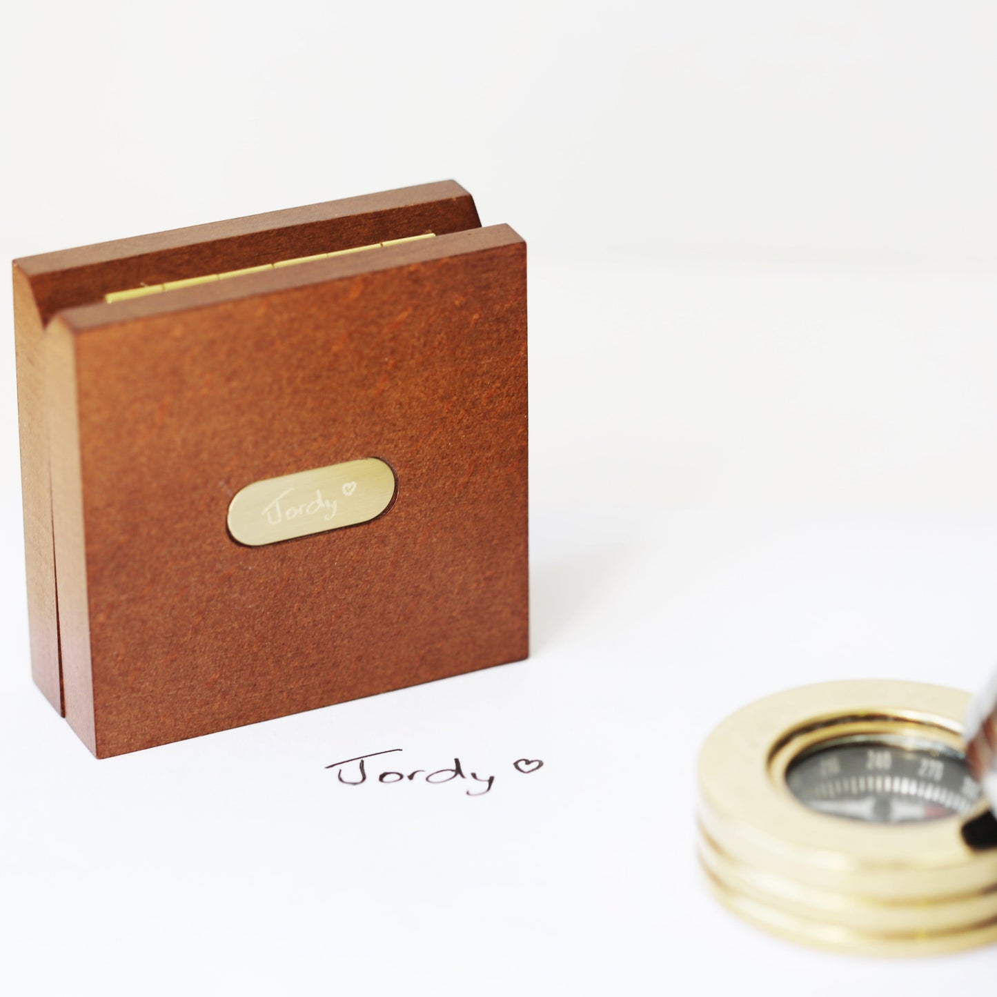 Own Handwriting Compass Personalised with Timber Box - MJM OPERATION
